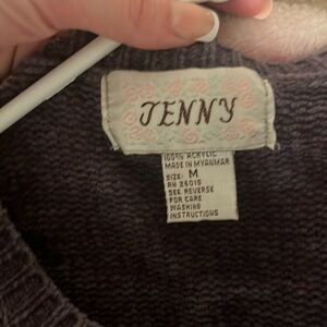 Jenny purple patchwork sweater probably 80’s/90’s